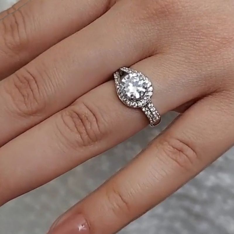 Solitaire Halo Silver Ring
