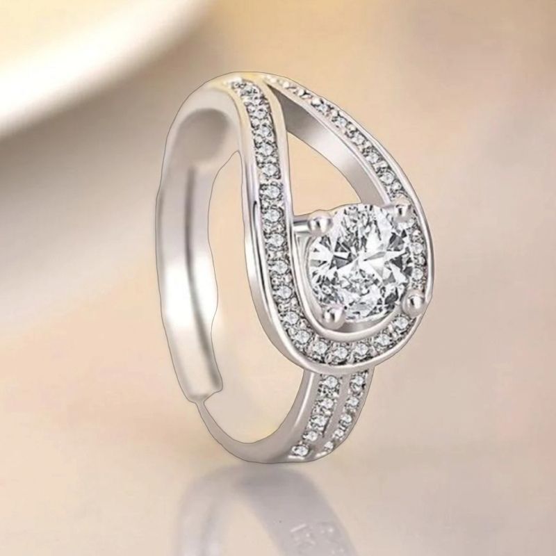 Solitaire Halo Silver Ring
