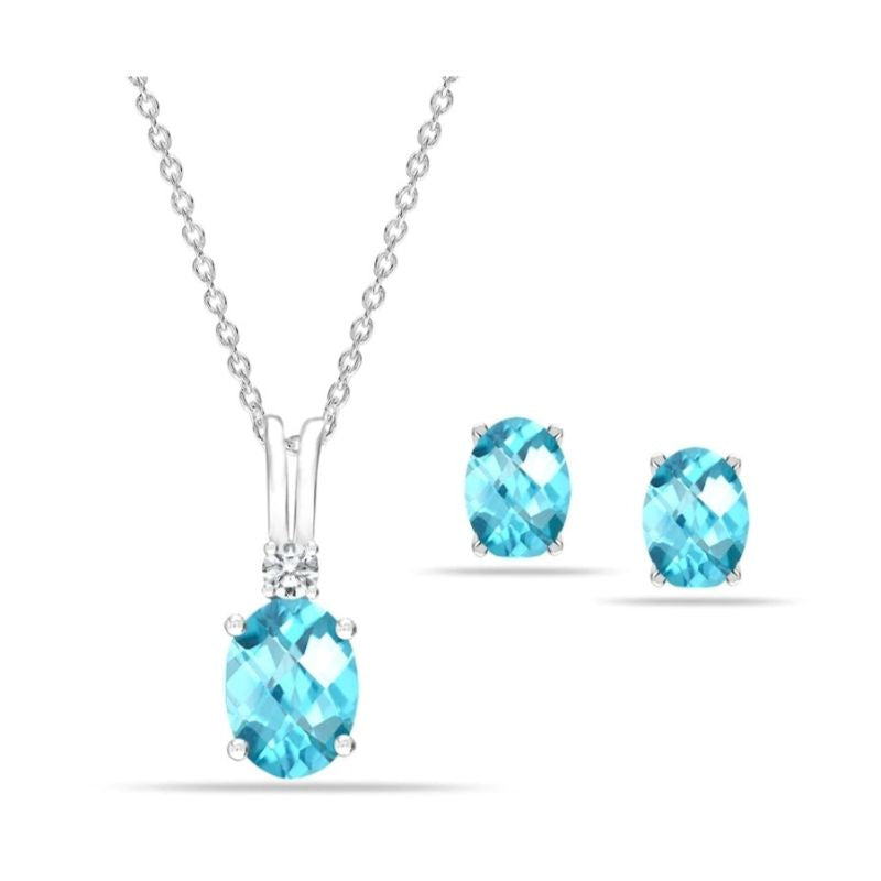 Blue Topaz Gemstone Necklace Set