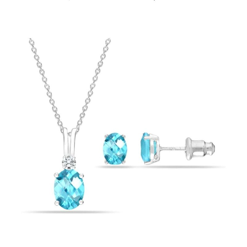 Blue Topaz Gemstone Necklace Set