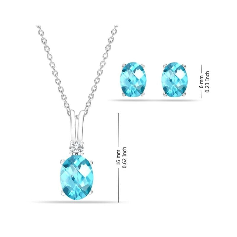 Blue Topaz Gemstone Necklace Set