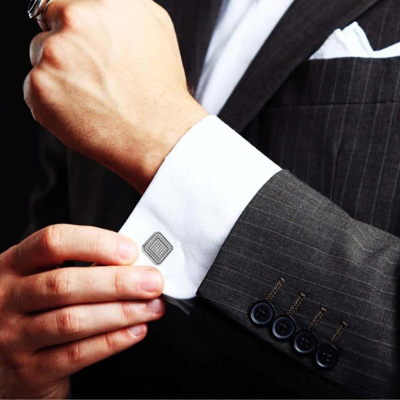 Micro Pave Full Zircon Square Cufflink