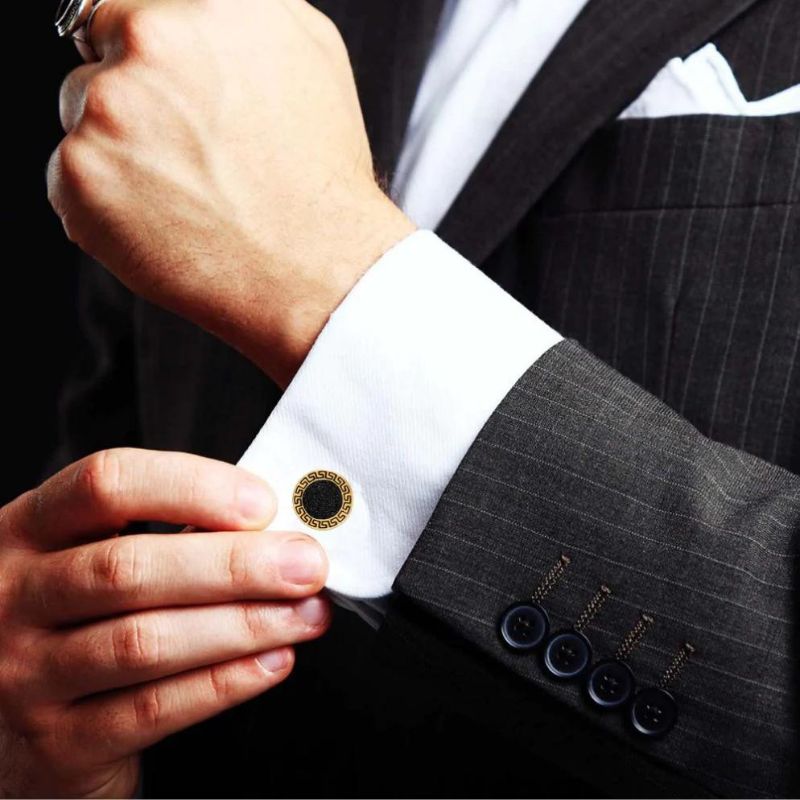 Black Greek Silver Cufflink