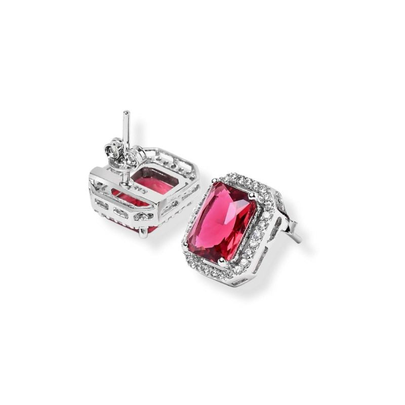 Red Ruby Silver Necklace Set