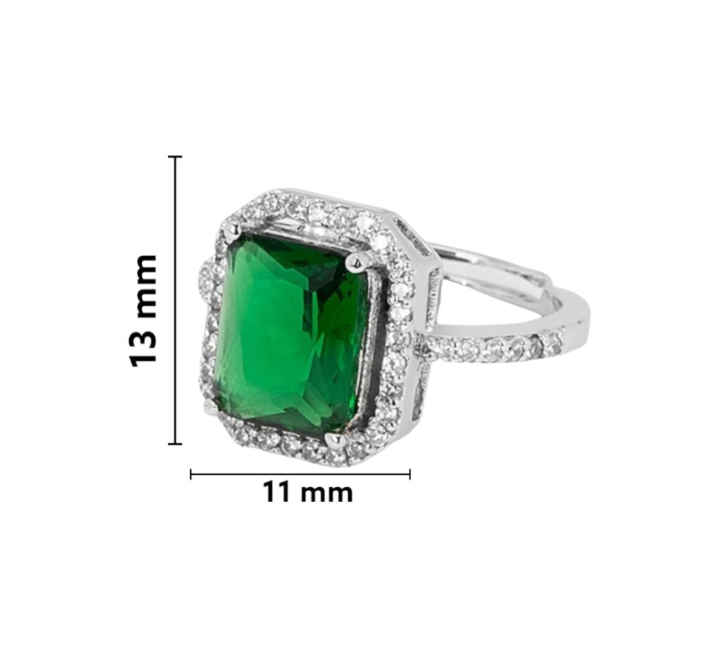 Emerald Green Silver Ring