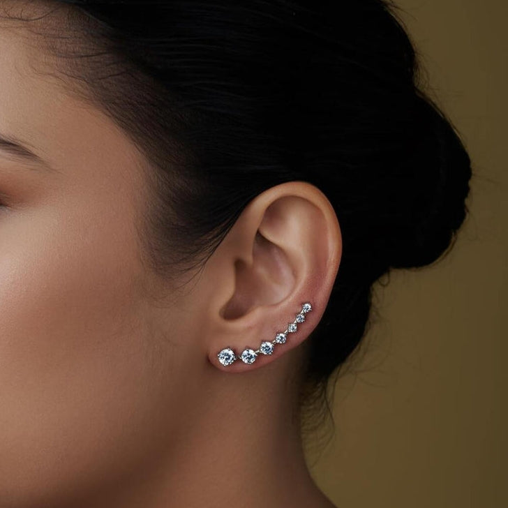 7 crystals ear cuff earrings