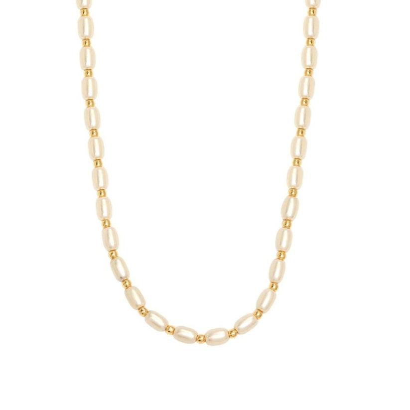 Pearl 18 k plated queen silver necklace set