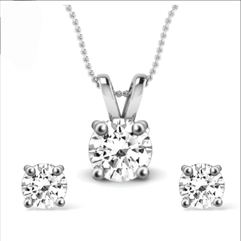 Silver zircon necklace set