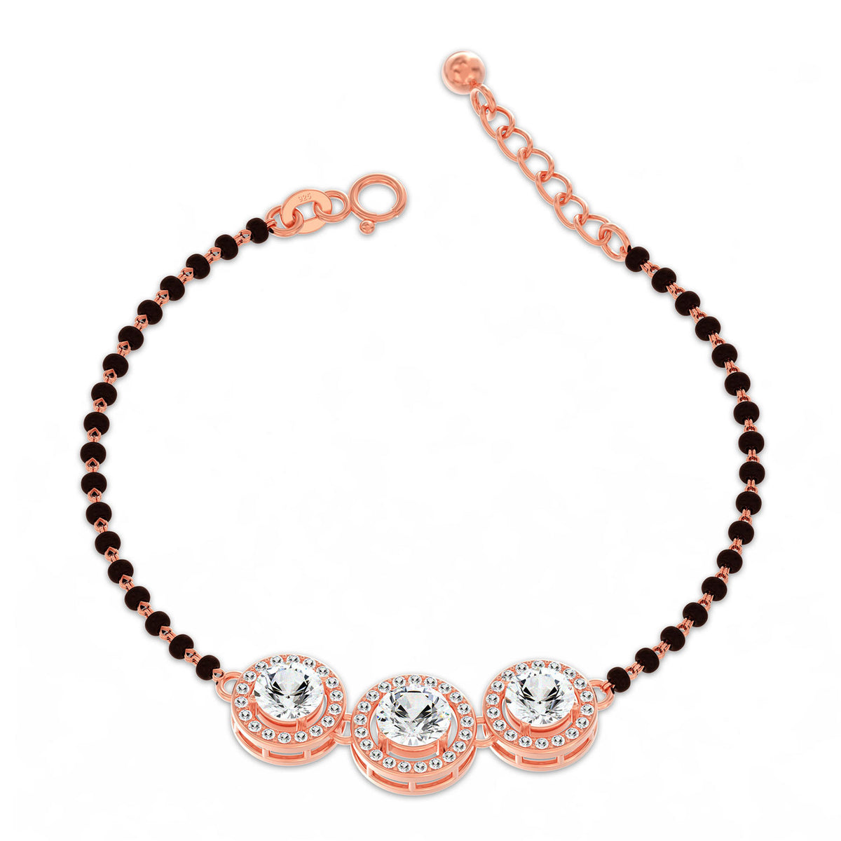Silver Roaegold Plated Solitaire Mangalsutra Bracelet