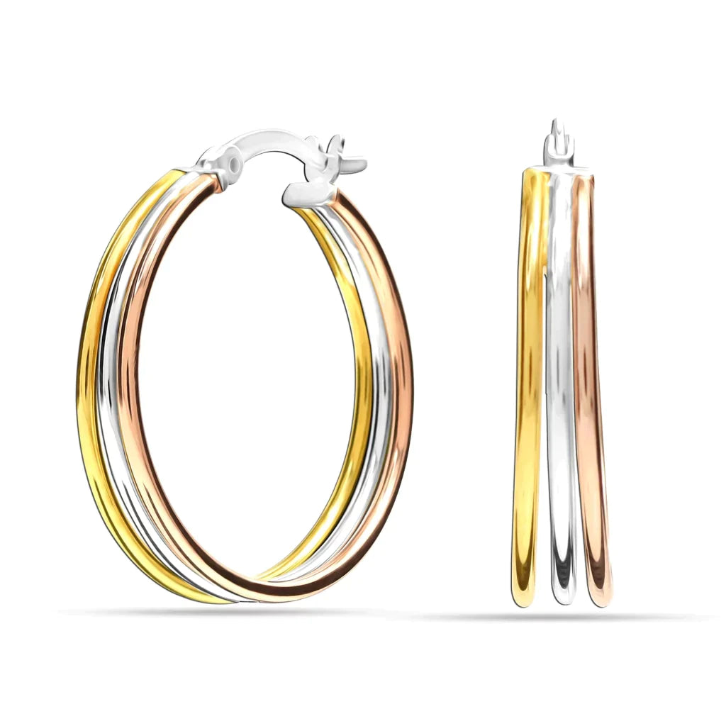 Three Tone Click-Top Hoop Earrings