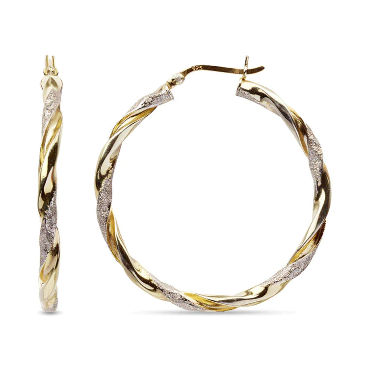 Dual Tone Italian Hoop Earrings