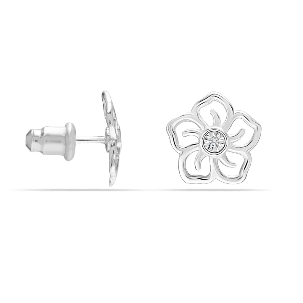 Diamond Flower Stud Earrings (0.01ct)