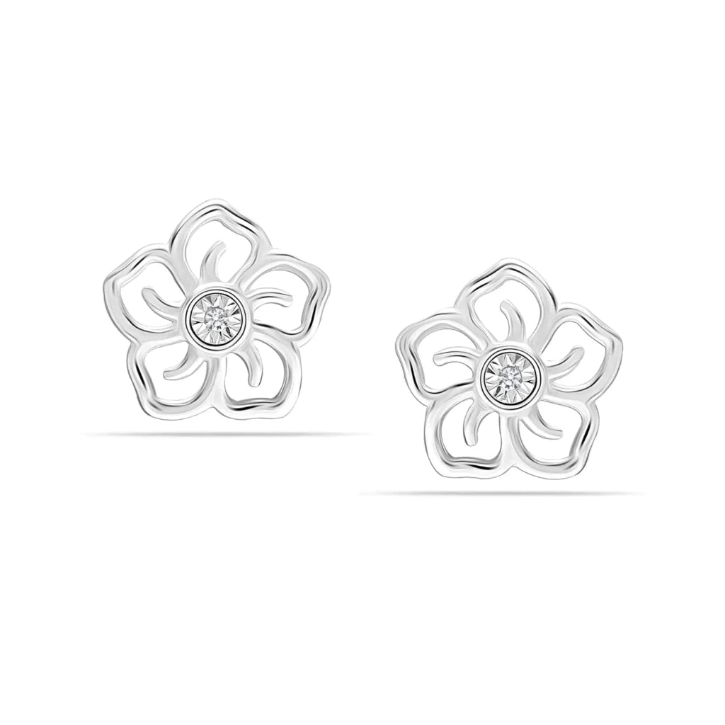 Diamond Flower Stud Earrings (0.01ct)