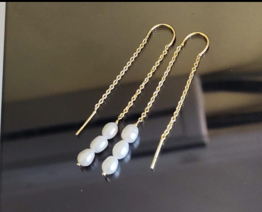 Baroque Pearl Drop Threader Earrings