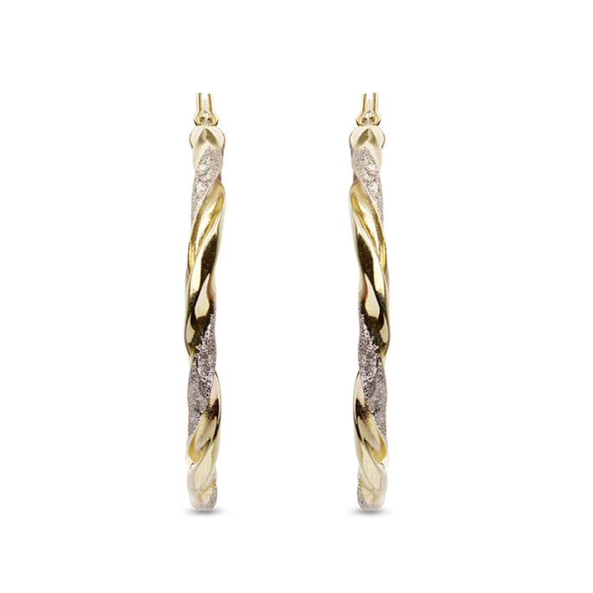 Dual Tone Italian Hoop Earrings