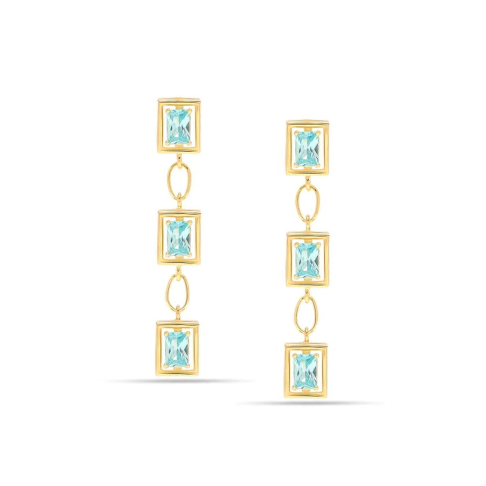Aquamarine Gemstone Dangle Earrings