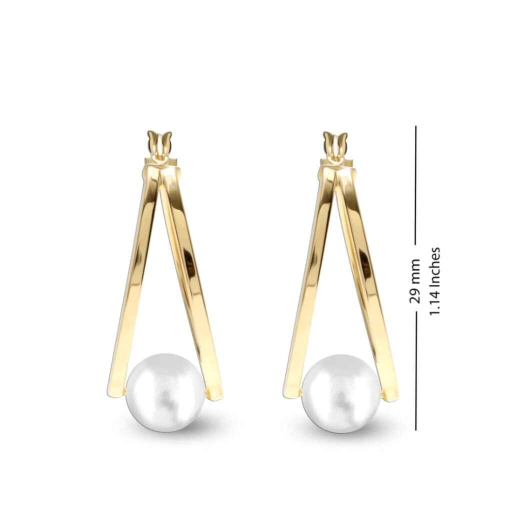 Pearl Gold Plated Silver Hoop Earrings