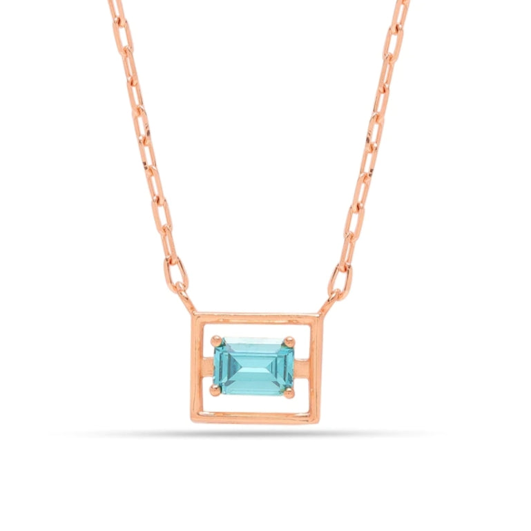 Aquamarine Gemstone Rosegold Necklace