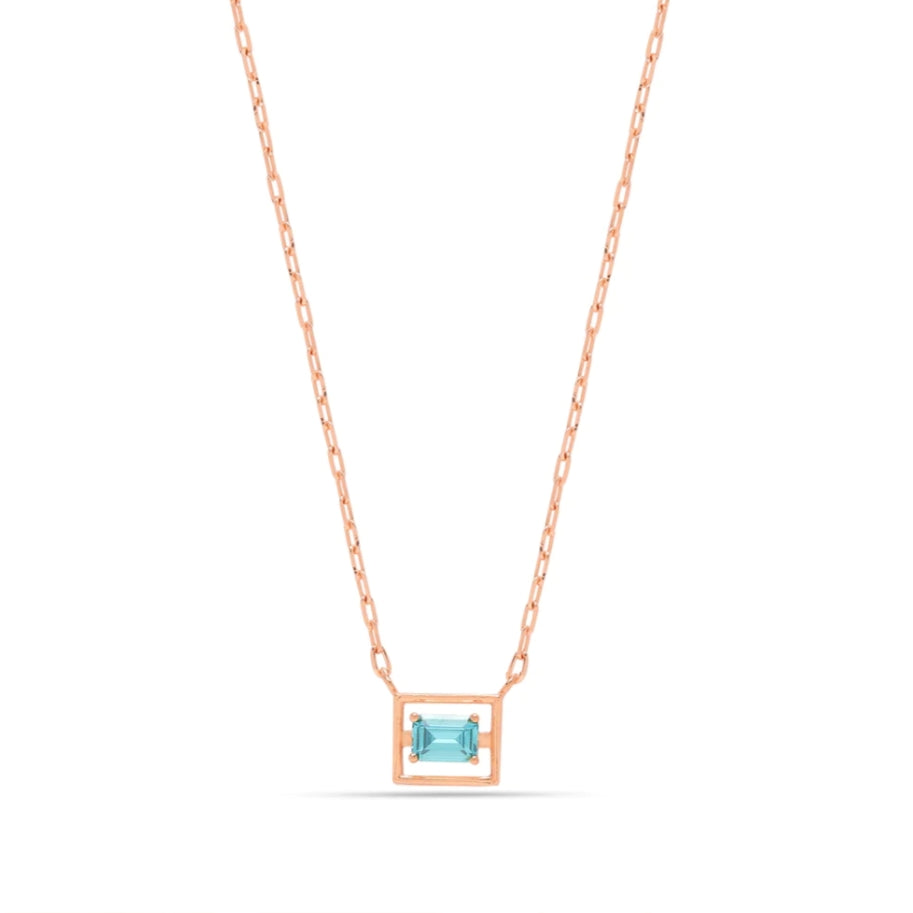 Aquamarine Gemstone Rosegold Necklace