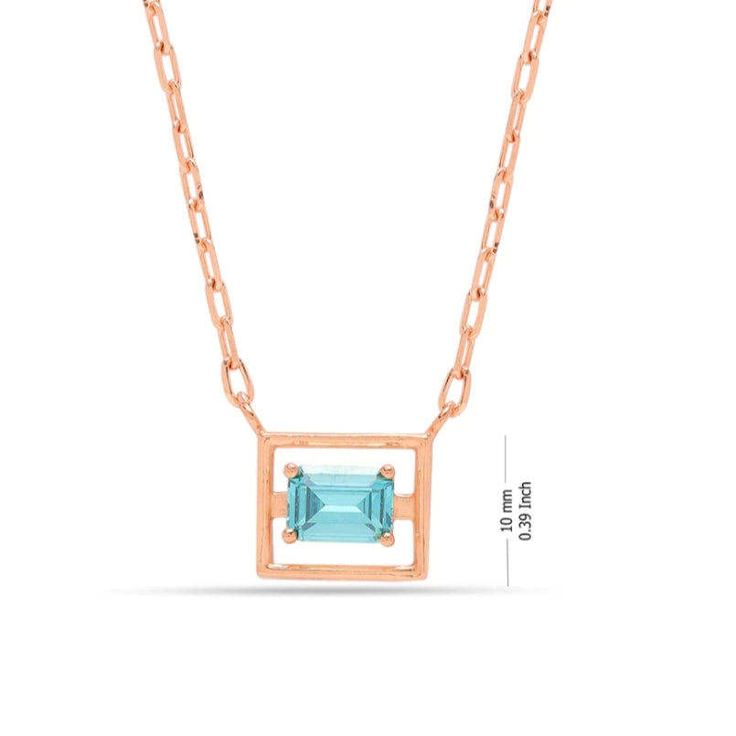 Aquamarine Gemstone Rosegold Necklace
