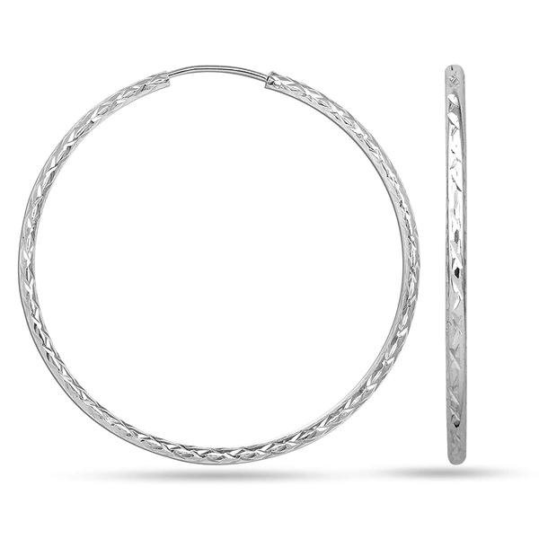 Diamond Cut Big Silver Hoop Earrings