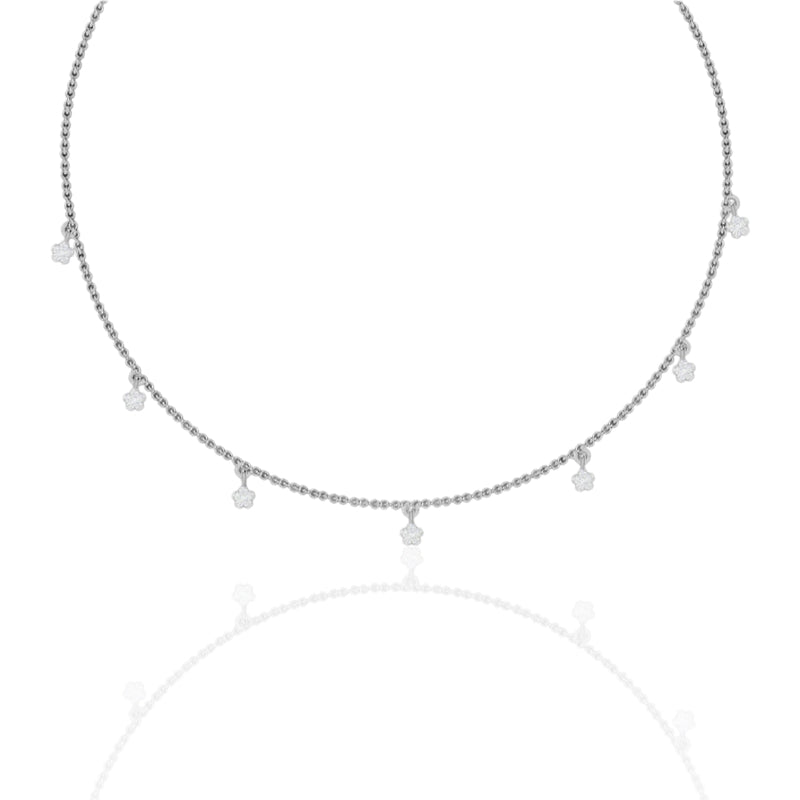 Floral Silver Choker Necklace