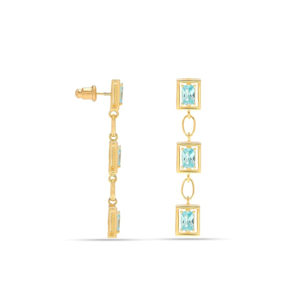 Aquamarine Gemstone Dangle Earrings