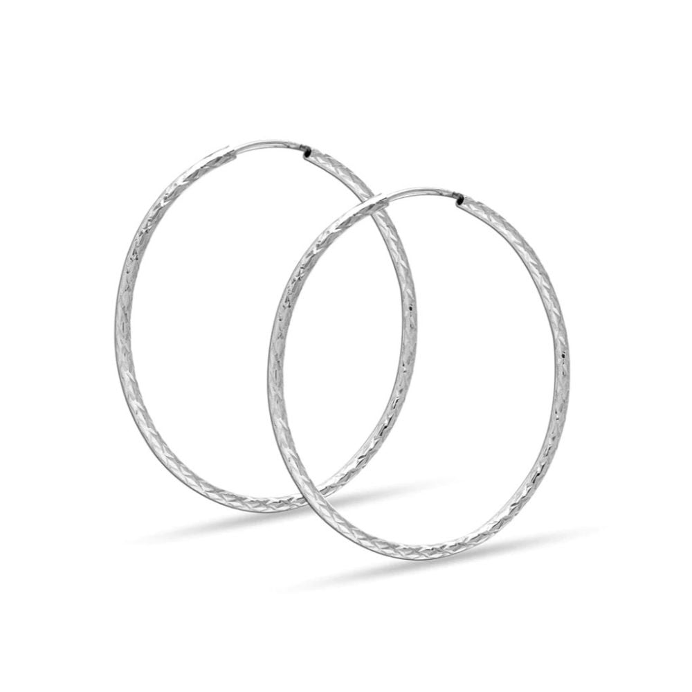 Diamond Cut Big Silver Hoop Earrings