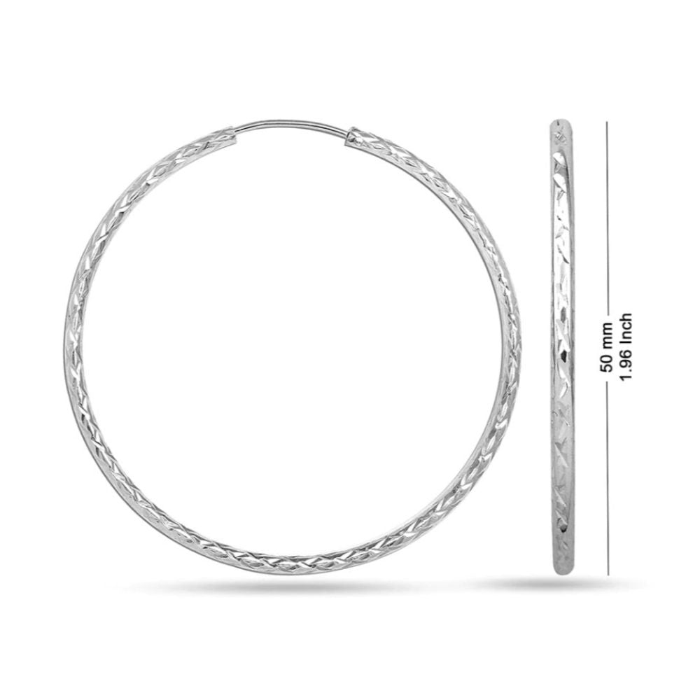 Diamond Cut Big Silver Hoop Earrings