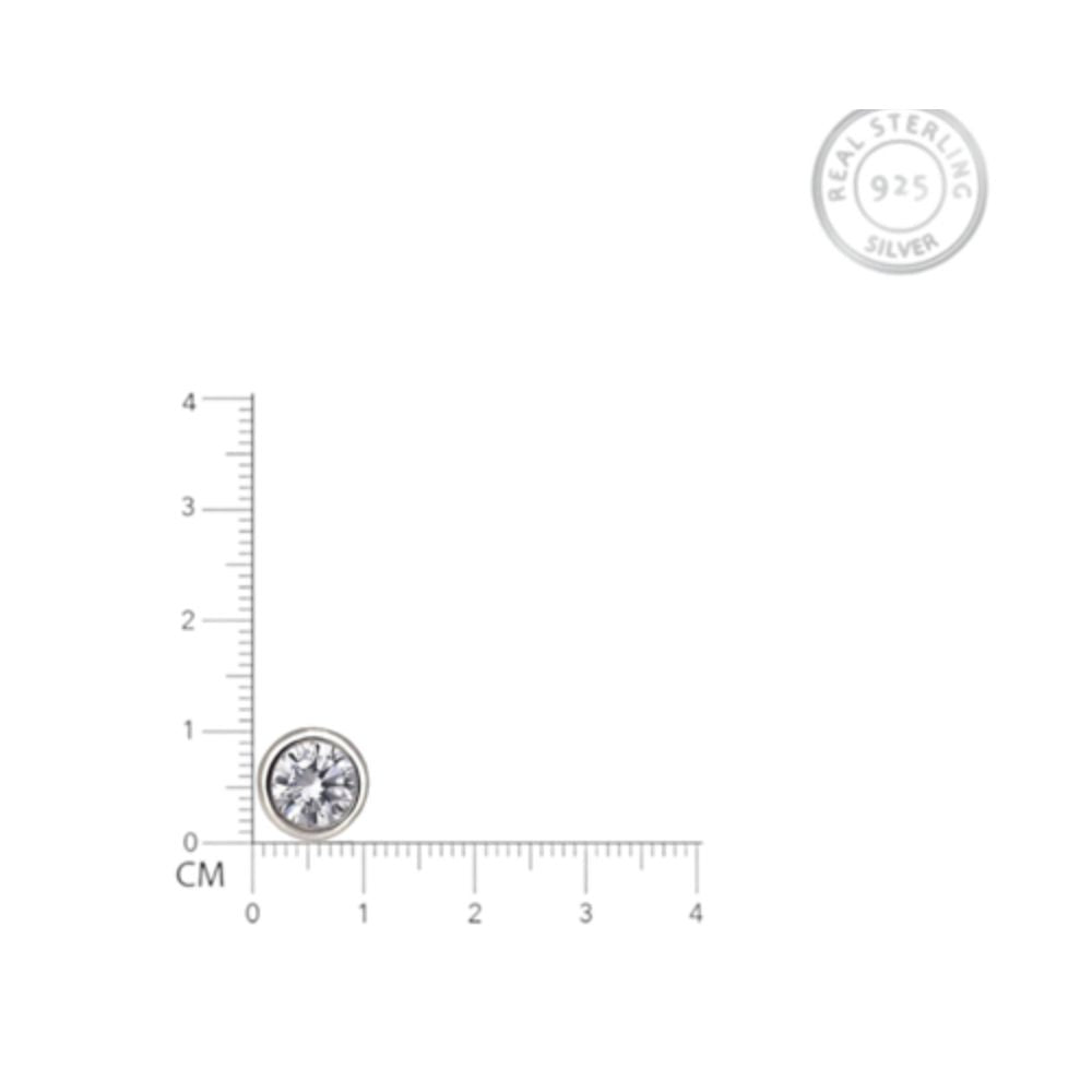 Silver Round Zircon Studs Earrings