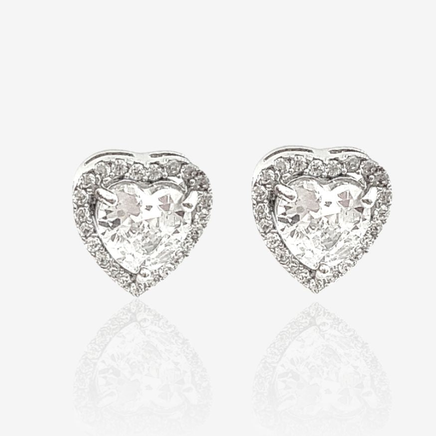Sparkling Heart Stud Earrings