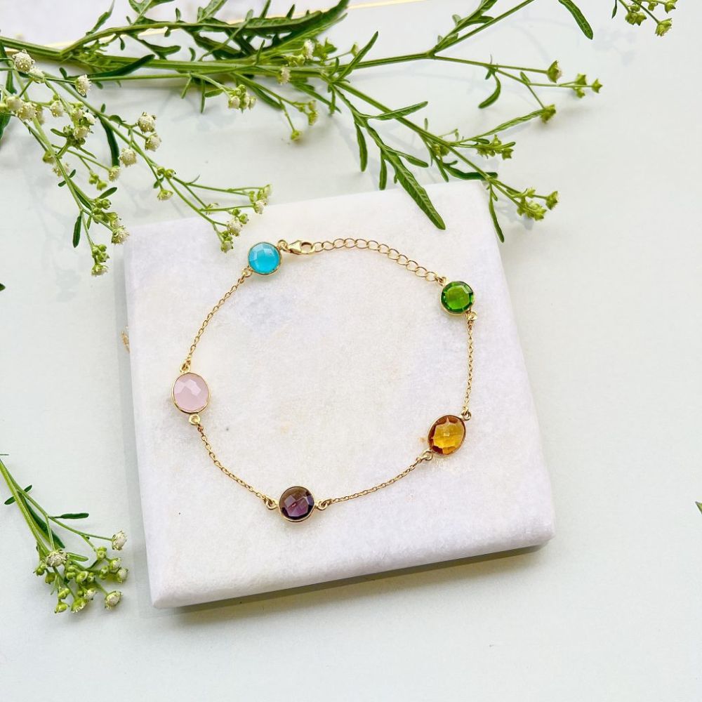 Multi Gemstone Gold Bracelet