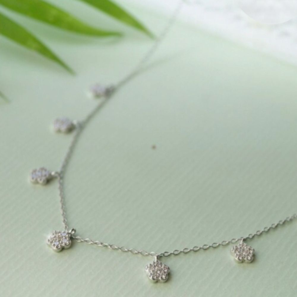 Floral Silver Choker Necklace