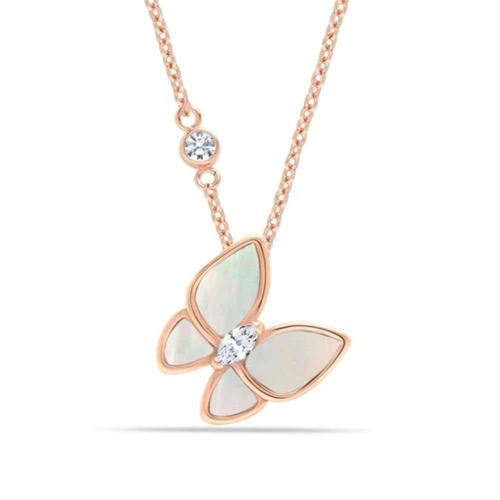 Mother of Pearl Butterfly Rosegold Necklace