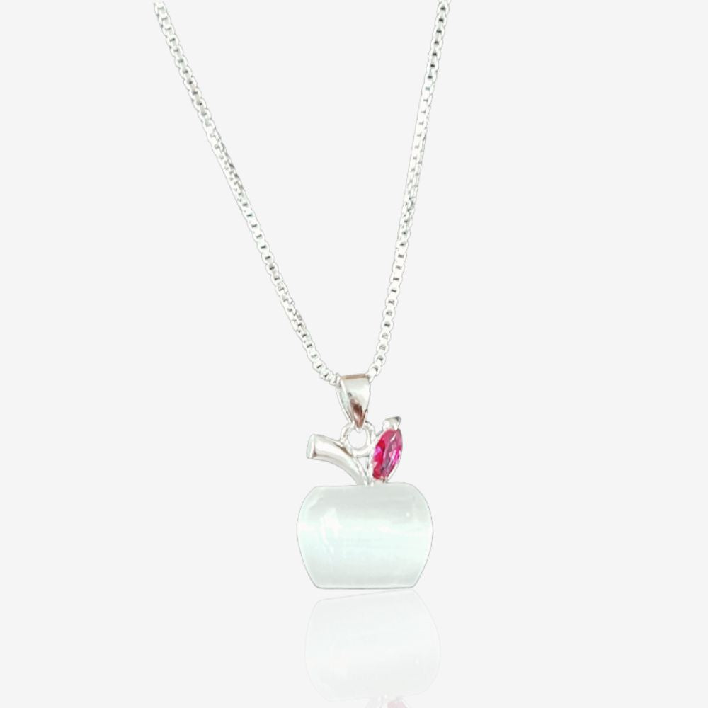Opal Moonstone Apple Silver Pendant Necklace