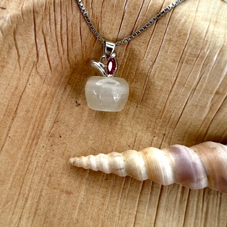 Opal Moonstone Apple Silver Pendant Necklace