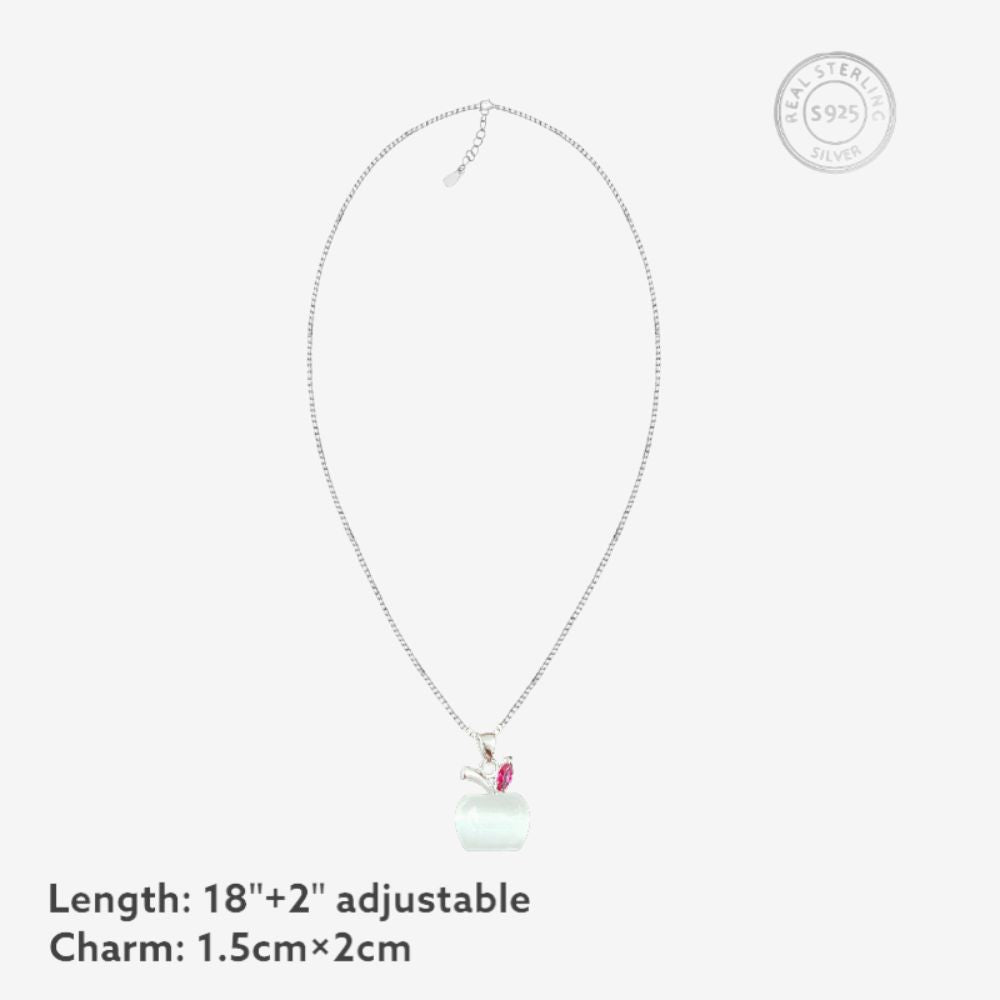 Opal Moonstone Apple Silver Pendant Necklace