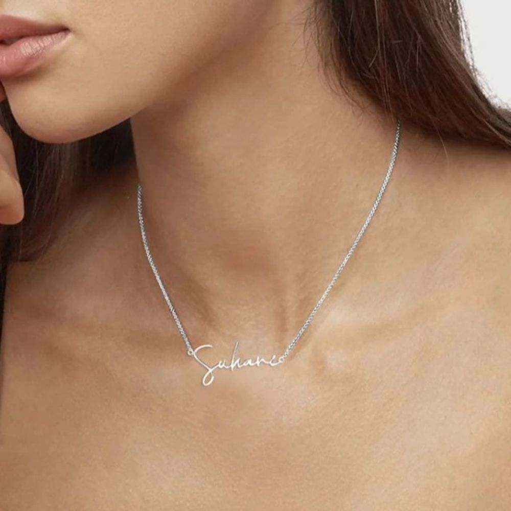 Personalised Signature Style Silver Necklace