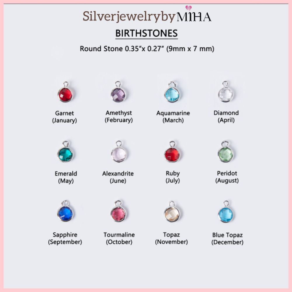 Personalized Birthstone Name Silver Necklace