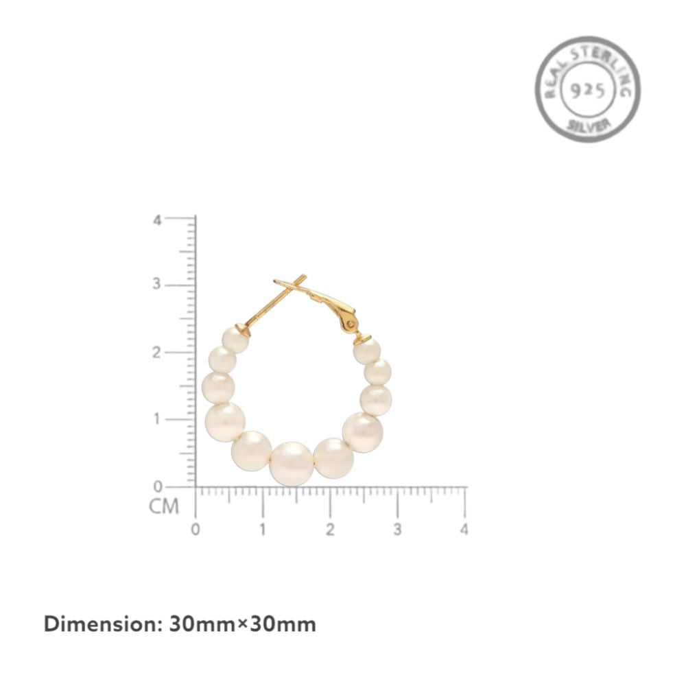 Gold Pearl Silver Hoop Earrings
