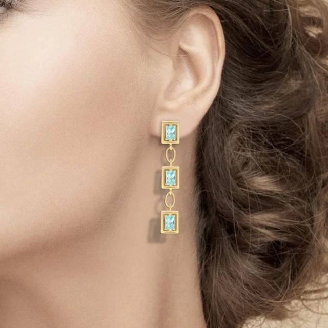 Aquamarine Gemstone Dangle Earrings