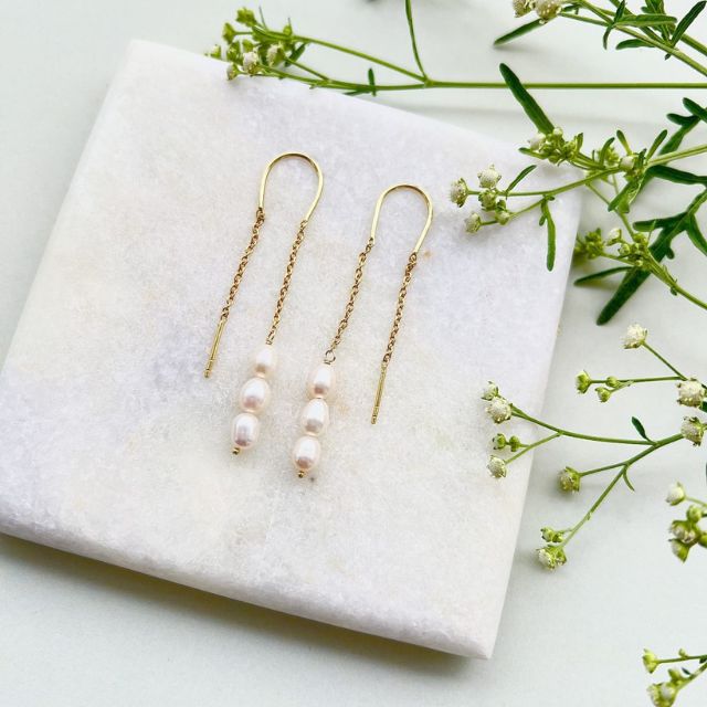 Baroque Pearl Drop Threader Earrings