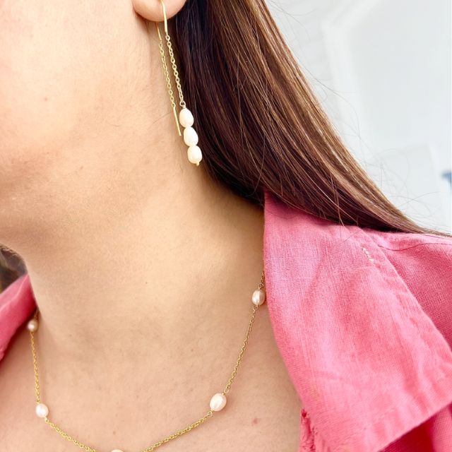 Baroque Pearl Drop Threader Earrings