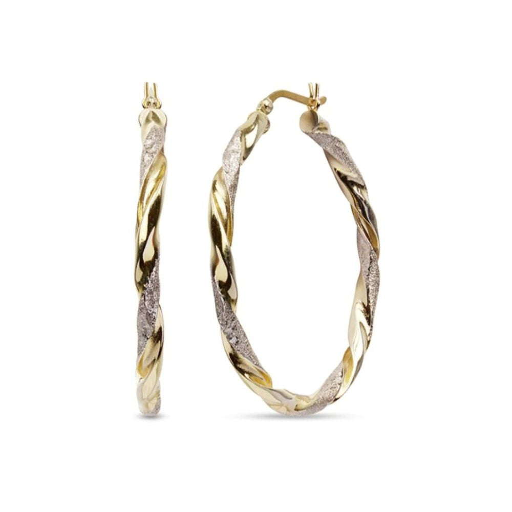 Dual Tone Italian Hoop Earrings