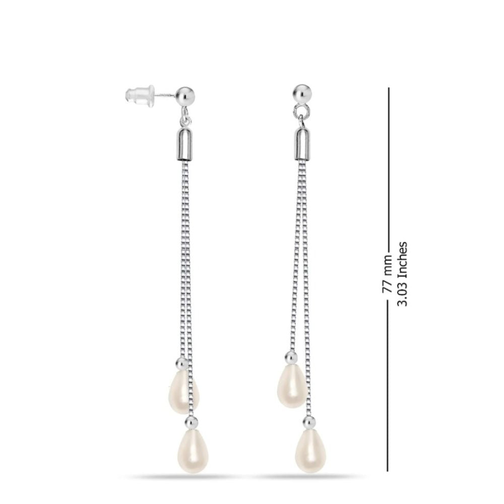 Pearl Drop Dangle Long Earrings