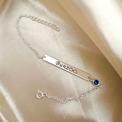 Personalized Birthstone Silver Name Bracelet