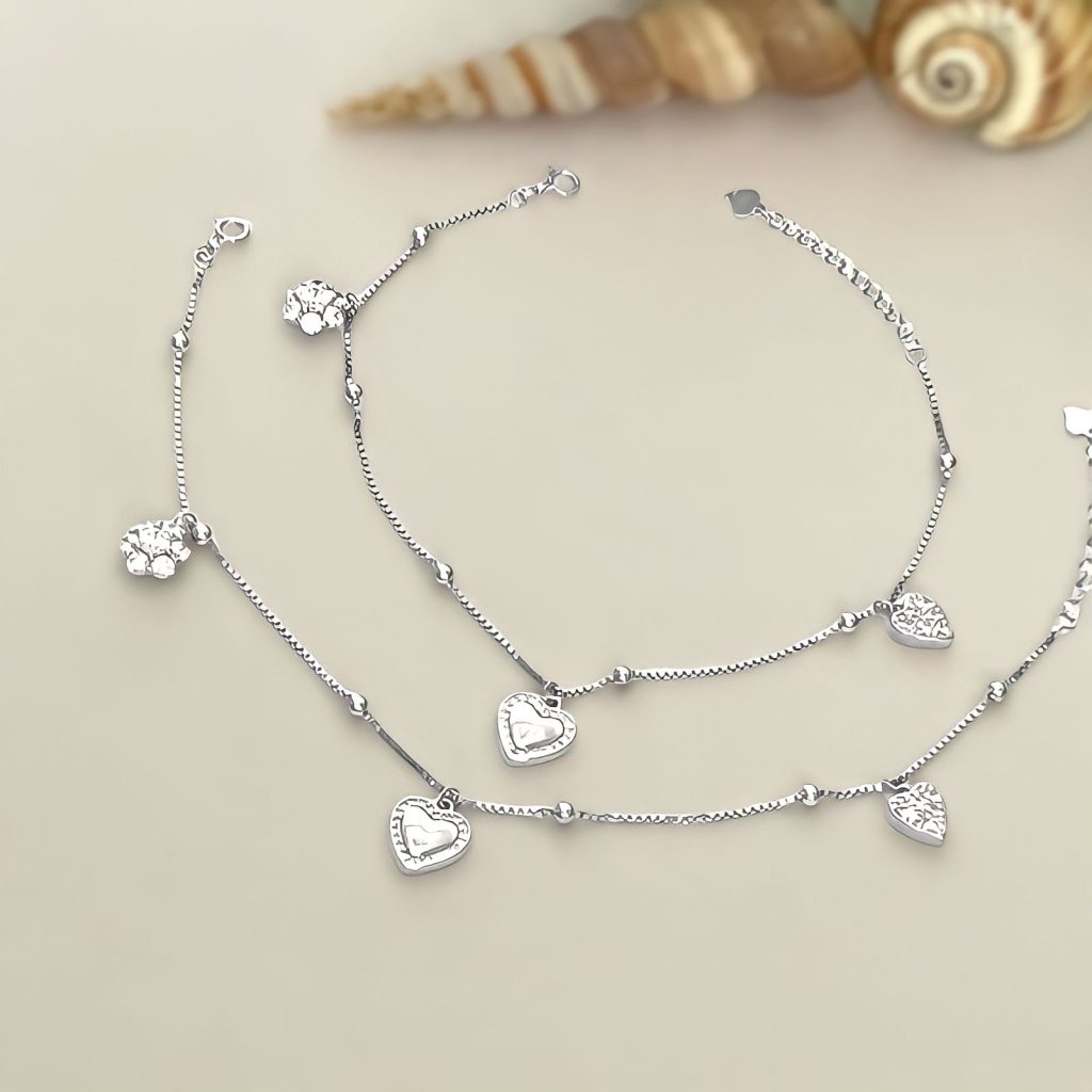 Heart Charm Zircon Anklet