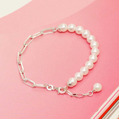 Paperclip Link Pearl Bracelet