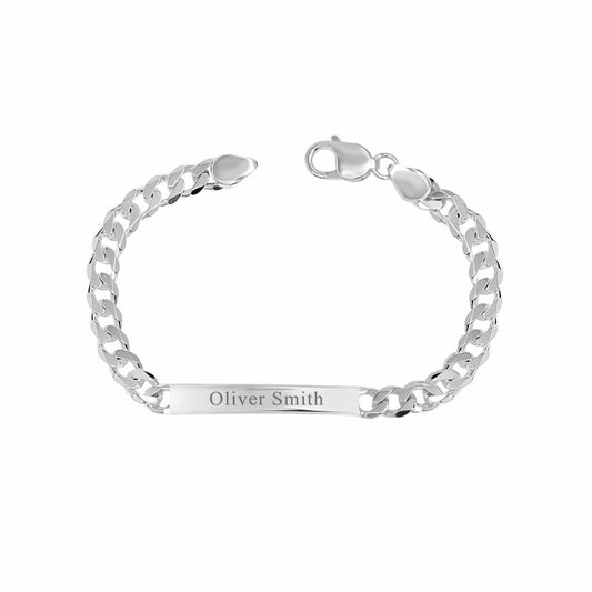 Personalized Name Engraved Silver Bracelet For Him