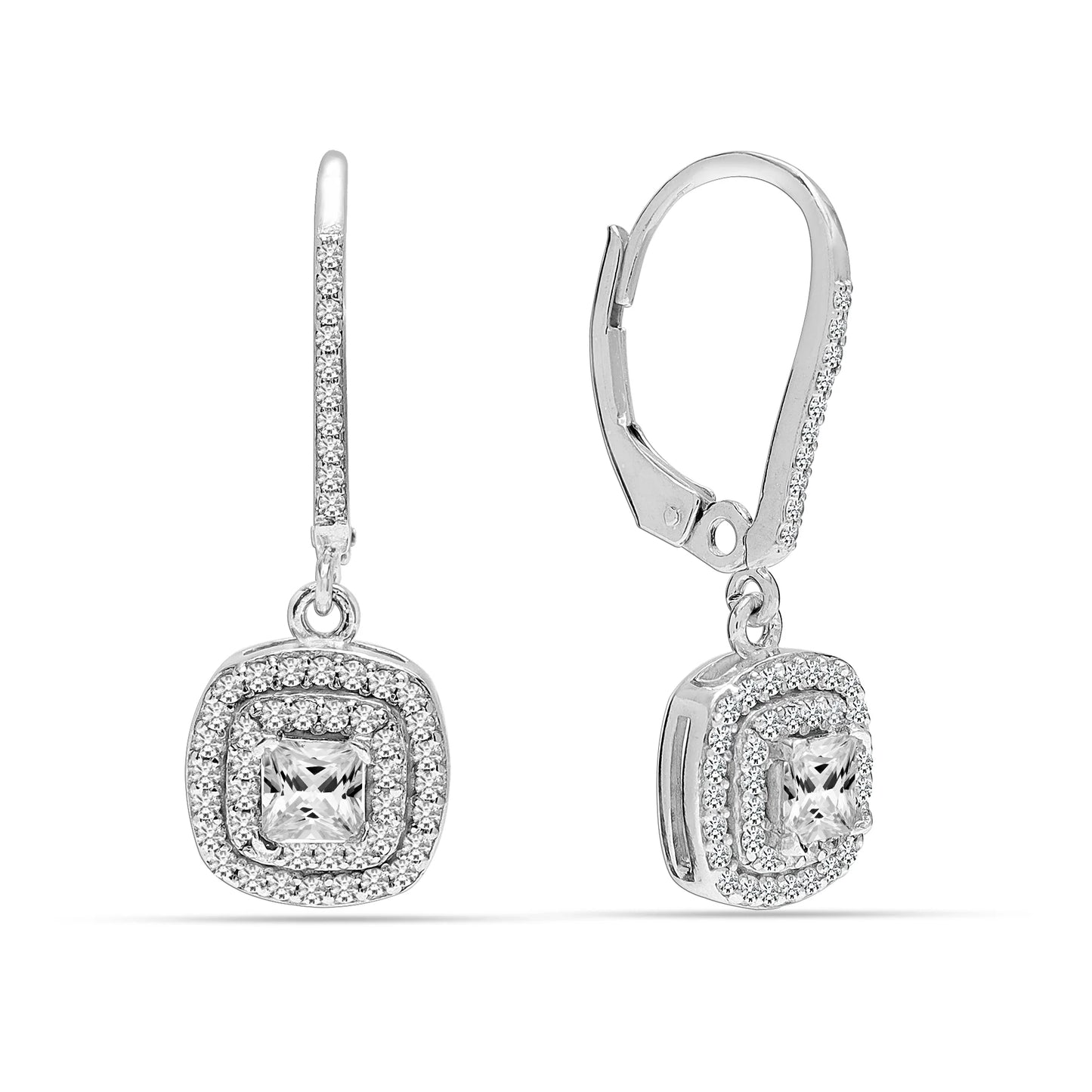 Halo Cz Liver Back Earrings